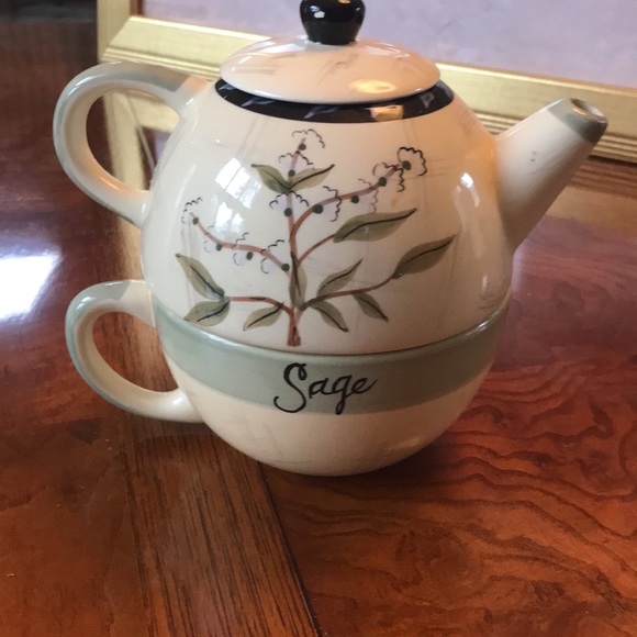 Collectible All-in-one Basil & Sage Teapot with 5" Cup - Picture 13 of 13